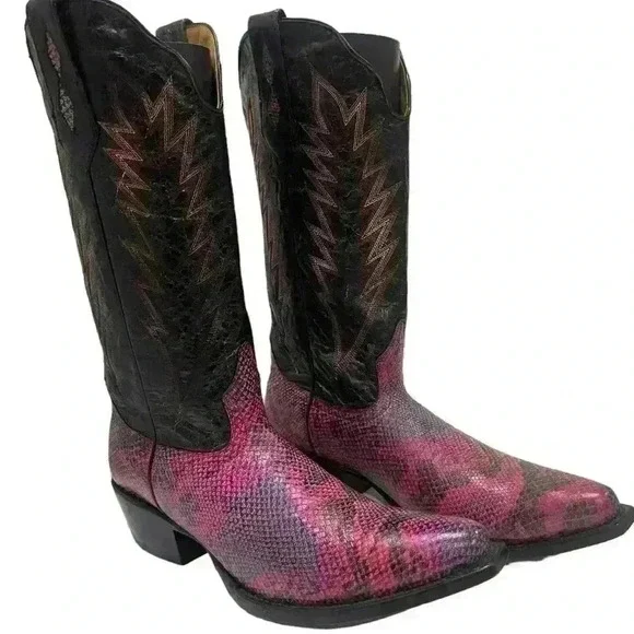 Johnny Ringo Women’s Marble Exotic Pink Black Cowgirl Western Boots Size 9.5 B - Picture 2 of 16